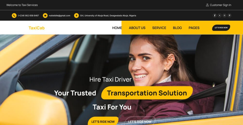 Image of taxi cab website